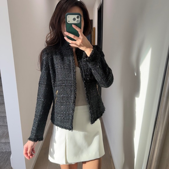 kate spade Jackets & Blazers - Kate Spade Old Money Chanel Inspired Tweed Jacket Black Shimmer Gold 0